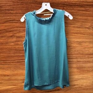 Loft, Sz Med, High neck, Halter, Tank Top, Jade, Ruffled,